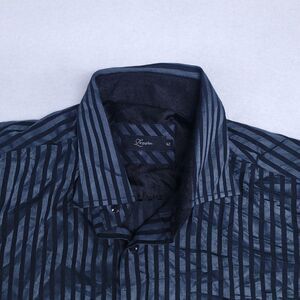 Zepplin Flannel Long Sleeve Button Up Shirt Mens Size 42 Blue Gray Striped